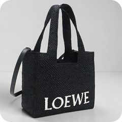 LOEWE 黒 ロエベ トートバッグ フォールド ショッパー ラフィア - メルカリ