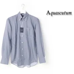 新品 Aquascutum (Men) アクアスキュータム Connected Cross Shirt 幾何学柄 ボタンダウンシャツ ビジネス カジュアル シャツ M # 436