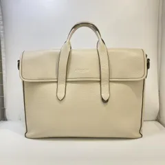 【中古】COACH サリバン ポートフォリオ ブリーフケース クリーム C2361 △ショルダーストラップ欠 コーチ[24]