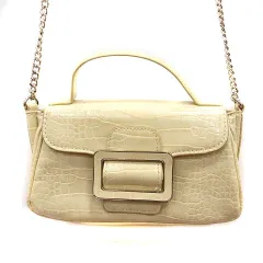 ザラ ZARA バッグ ポシェット 2way 型押し 黄 クリームイエロー /MS