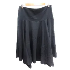 ザラ ベーシック ZARA BASIC フレアスカート ミモレ ロング M 黒 ブラック /AU
