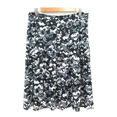 エッシュ esche フレアスカート ミモレ ロング 総柄 13 XL グレー /MN