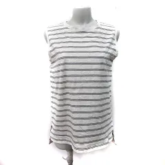 メイソングレイ MAYSON GREY カットソー ボーダー ノースリーブ 2 M ベージュ 茶 ブラウン /YI