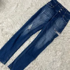 One way ハイウエストデニムパンツ ブルー M ボタン オシャレ カジュアルのサムネイル