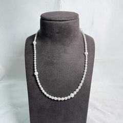 本真珠 Y字パールネックレス リーフモチーフ クリッカー式 約63cm 