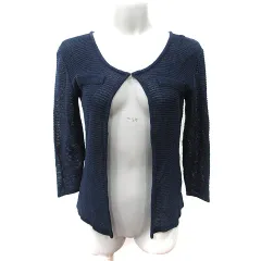 プロポーション ボディドレッシング PROPORTION BODY DRESSING カーディガン ニット 七分袖 麻混 リネン混 3 M～L 紺 ネイビー /YI