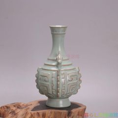 骨董】中国美術風 漢詩 八角花瓶 一輪挿し 花器 古民具 インテリア