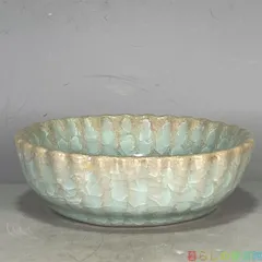 【上品】汝磁器氷裂花口水洗盤 書道具 文房具 工芸品 美術品 置物zw427