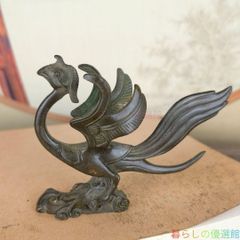 鳳凰の置物　金属製　縁起物　美術品　骨董品 鳳凰の置物 金属製 縁起物 美術品 骨董品 - メルカリ