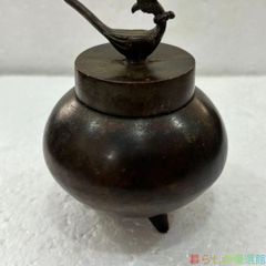 茶道具 茶香炉 唐銅置物 中国骨董 盤竜座 祥雲霊芝蓋 古美術