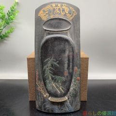 菊花石 黒石 花彫刻 水石 盆栽台座付 - メルカリ