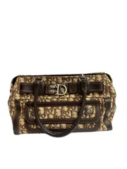 CHRISTIAN DIOR　クリスチャンディオール　トロッター　キャンバス　レザー　ブラウン　CDロゴ　ハンドバッグ 【B08923】