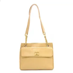 CHANEL シャネル チェーン ショルダーバッグ キャビアスキン レザー ベージュ ゴールド金具 ヴィンテージ