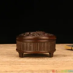 上品】銅器 竹編紋 浮彫竜紋香炉 香道具 工芸品 美術品 置物zw427