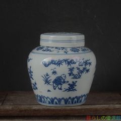陶器 蓋付き容器 明成化 斗彩龍鳳紋天字罐 茶入れ 茶道具 中国古美術