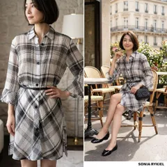 SONIA RYKIEL ソニアリキエル【40】ワンピース シルク混 グレー