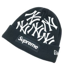 supreme×NYヤンキース ビーニー ニット帽 - メルカリ