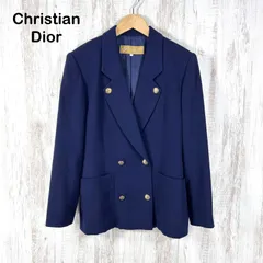 【Christian Dior】最高級★ダブル テーラードジャケット 紺ブレ M オールド Christian Dior クリスチャンディオール 金ボタン 紺ブレ