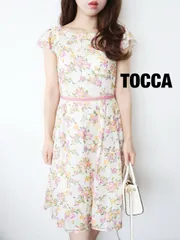 TOCCA　トッカ　フラワー刺繍ワンピース　日本製　～XSサイズ　ライトベージュ　パープル　山吹色　他　花柄　ミニ丈　おしゃれ　送料込み　6466414のサムネイル
