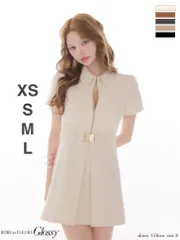 アイボリー GL4617ROBE de FLEURS Glossy/ローブドフルール グロッシー】 半袖/ カラー/ ベルト/ フレア/ ミニ/ キャバドレス ANDYGLAMOROUS アンディグラマラス/ brille/ブリエ エンジェルアールAngelR