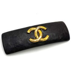 美品 CHANEL シャネル バレッタ ヘアピン ココマーク レザー 正規品 黒