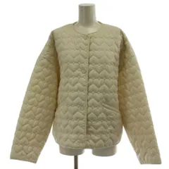 ザラ ZARA キルティングジャケット 上着 EUR L アイボリー ハート柄キルティング ノーカラー 長袖 /GG