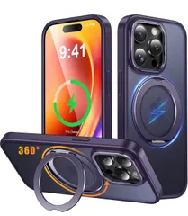 ★iPhone 13 Pro Max/iPhone 12 Pro Max 用 ケース Magsafe対応 ワイヤレス充電 360°回転スタンド 縦横両対応 Gunwon スマホケース 米軍規格 耐衝撃 半透明 マット感 マグセーフ 防指紋 リング「パープル」のサムネイル