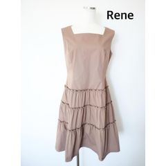 Rene ルネ ティアードフリルワンピース 日本製 38 ブラウン