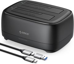 ORICO HDDスタンド 2台搭載 USB 3.2 Gen1 ハードディスクケース 2.5/3.5インチ HDD SSD対応 最大 40 TB 12V 3A 電源 ツール不要 UASP 対応 【クローン機能なし】 DD28C3