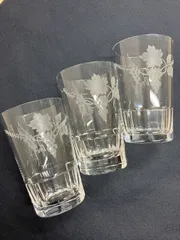 【美品/3客】カガミクリスタル 葡萄柄 タンブラー セット グラス 皇室御用品