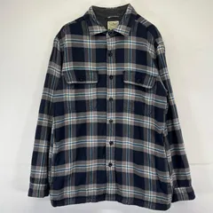 古着 エルエルビーン L.L.Bean 長袖シャツ シャツジャケット 裏起毛フリース 胸ポケット アウトドア S  ネイビー系 チェック メンズ