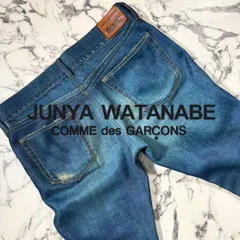 転写デニム/トロンプルイユ●ジュンヤワタナベ デニム M パンツ ポリエステル インディゴ ブルー 青紺 コムデギャルソ ジーンズ レザーパッチ 牛革 薄手 春夏のサムネイル