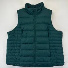 古着 ランズエンド Lands' End ベスト ダウンベスト 中綿 フルジップ ワンポイントロゴ アウトドア 2XL  グリーン系 無地 メンズのサムネイル