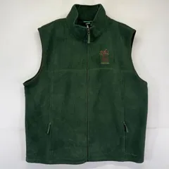 古着 エルエルビーン L.L.Bean フリース ベスト フルジップ 刺繍デザイン 薄手 ワンポイントロゴ 2XL  グリーン系 メンズ