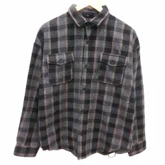 アーバンリサーチ URBAN RESEARCH シャツジャケット ブルゾン チェック 長袖 38 M 黒 ブラック グレー ベージュ /YK
