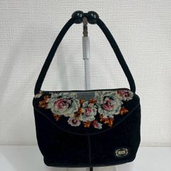 美品】FEILER フェイラー シェニール織 コーデュロイ ハンドバッグ 花 