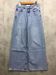 ZARA ザラ ジップフライ ワイド デニムパンツ size36/ライトブルー ■■ レディース