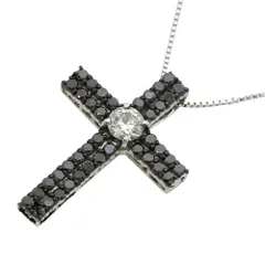 【本物保証】 新品同様 クロス ネックレス 4.1g K18WG ホワイトゴールド メレダイヤモンド 1.00ct 十字架 ノーブランド No brand