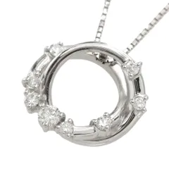 【本物保証】 新品同様 エル ELLE 2.9g ラウンド ネックレス K18WG メレダイヤモンド 0.15ct かわいいのサムネイル