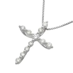 【本物保証】 新品同様 クロス ネックレス 約2.0g K18WG メレダイヤモンド 0.20ct  十字架 ノーブランド No brand