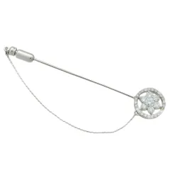【本物保証】 鑑付 新品同様 ピンブローチ K18WG/K14WG ブルーダイヤ(染色) 0.18ct メレダイヤ 0.76ct フラワー 花 ノーブランド No brandのサムネイル