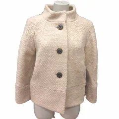トゥモローランドコレクション TOMORROWLAND collection ショートコート スタンドカラー ツイード 総裏地 ウール 38 M ベージュ /YK