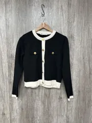ZARA ザラ バイカラー ニット カーディガン sizeM/白ｘ黒 ◇■ レディース