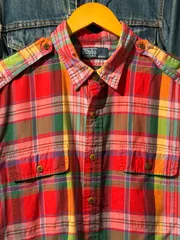 【 Polo by Ralph Lauren S/S Shirt  】 ポロ ラルフローレン　半袖　レギュラーカラー　チェック柄　エポレット　ポニー無し　2ポケット　《 XL 》