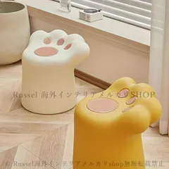 スツール 猫 肉球形 コンパクト 軽量 かわいい おしゃれ ユニーク プラスチック オットマン リビングルーム キッズルーム 白 黒 赤 イエロー グリーン 4-7のサムネイル