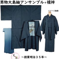 605md17◇男物 単衣着物&羽織 アンサンブル 紬 紳士 男性用 ◇美品 