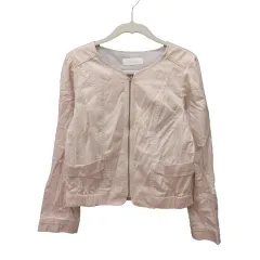 フェルゥ Feroux ノーカラージャケット ジップアップ 長袖 2 ピンクベージュ /MS