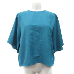 ハッシュアッシュ HusHusH シャツ ブラウス プルオーバー 五分袖 2 M 藍色 /YI