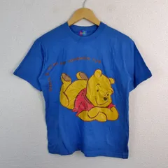Disney ディズニー 半袖Tシャツ キャラクタープリント Pooh ブルー M-Lサイズ レディース 古着 レトロ アメカジ ストリート