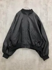 antiqua アンティカ yp-00107 レザー ワイド 甘辛 長袖 コート ジャケット ブルゾン ジャケット sizeF/黒 ■■◎レディース